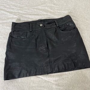 VINTAGE DOLCE & GABBANA BLACK LEATHER MINI SKIRT